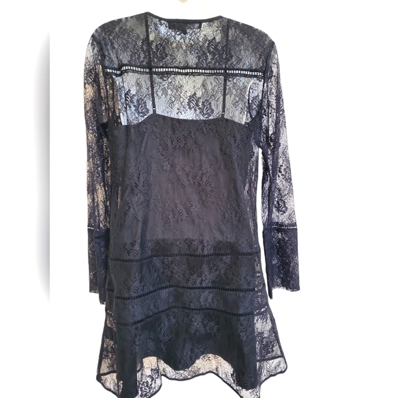 Thakoon Black Lace Long Sleeve Dress LBD 4 - Picture 2 of 5